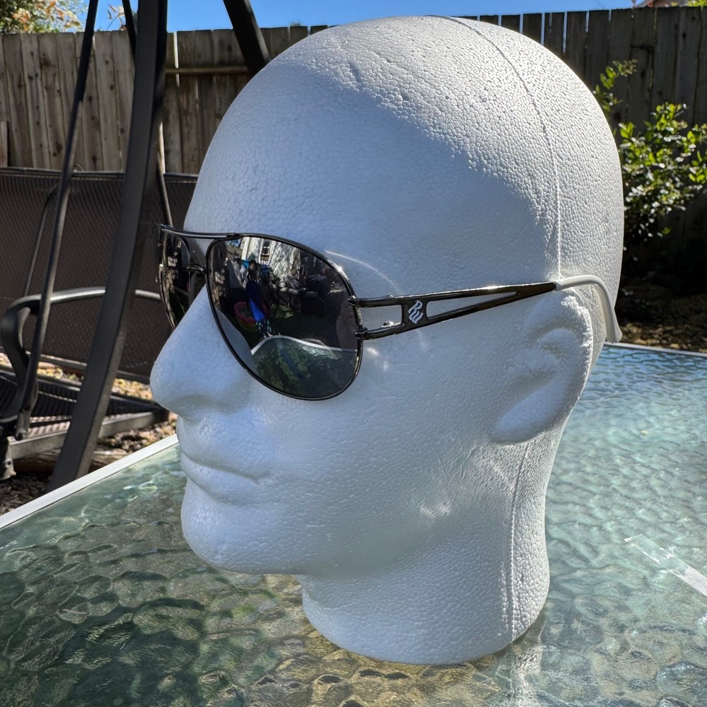 Y2K Rocawear Aviator Sunglasses Gunmetal Metal Frame White Temples RW Logo Mens‎